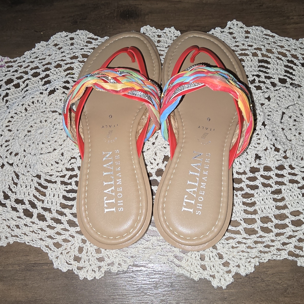 Italian Shoemaker's Multicolor Sparkle Flip Flop - Picture 3 of 6